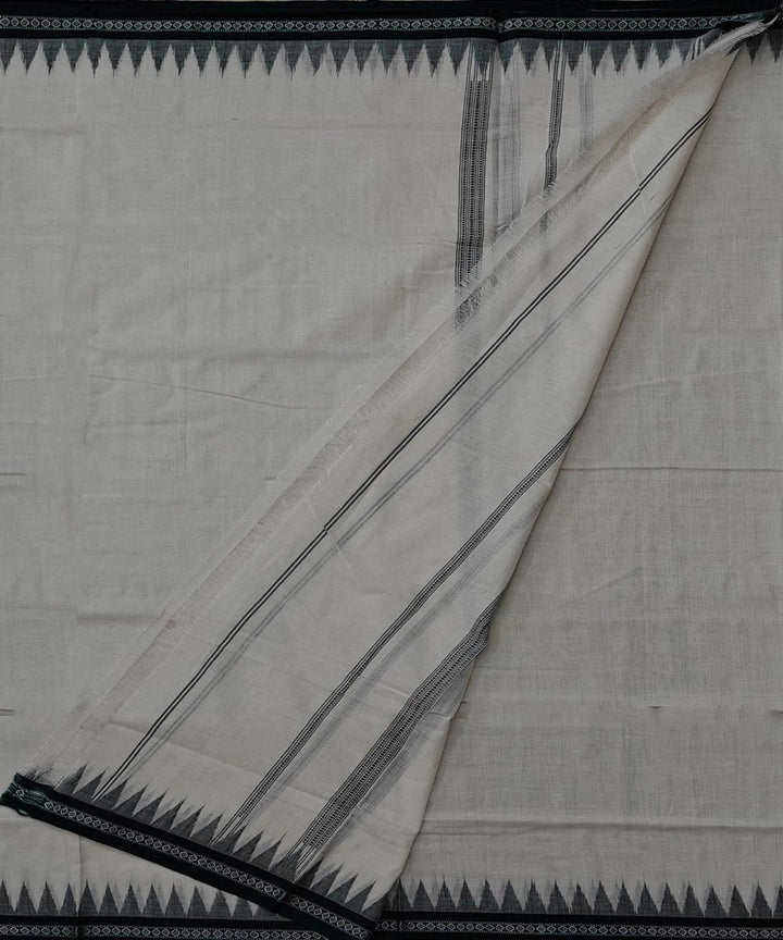 White green border handwoven cotton sambalpuri dhoti