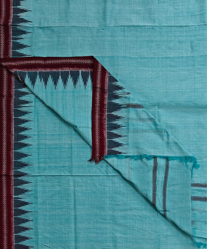 Rama green maroon border handwoven cotton sambalpuri dhoti