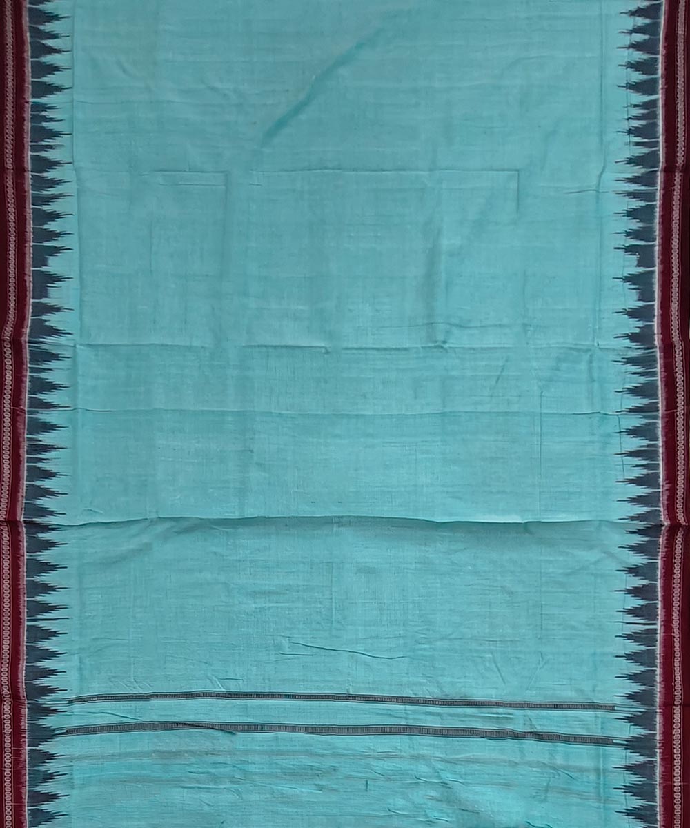 Rama green maroon border handwoven cotton sambalpuri dhoti