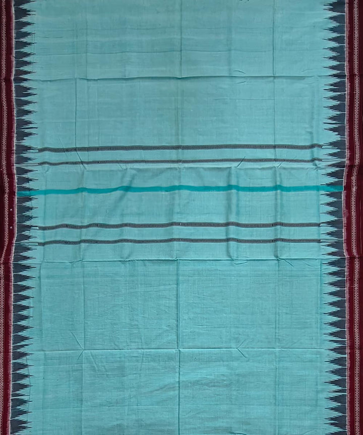 Rama green maroon border handwoven cotton sambalpuri dhoti