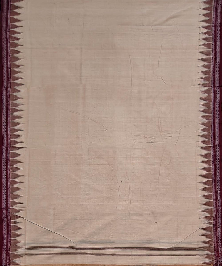 Beige maroon border handwoven cotton sambalpuri dhoti