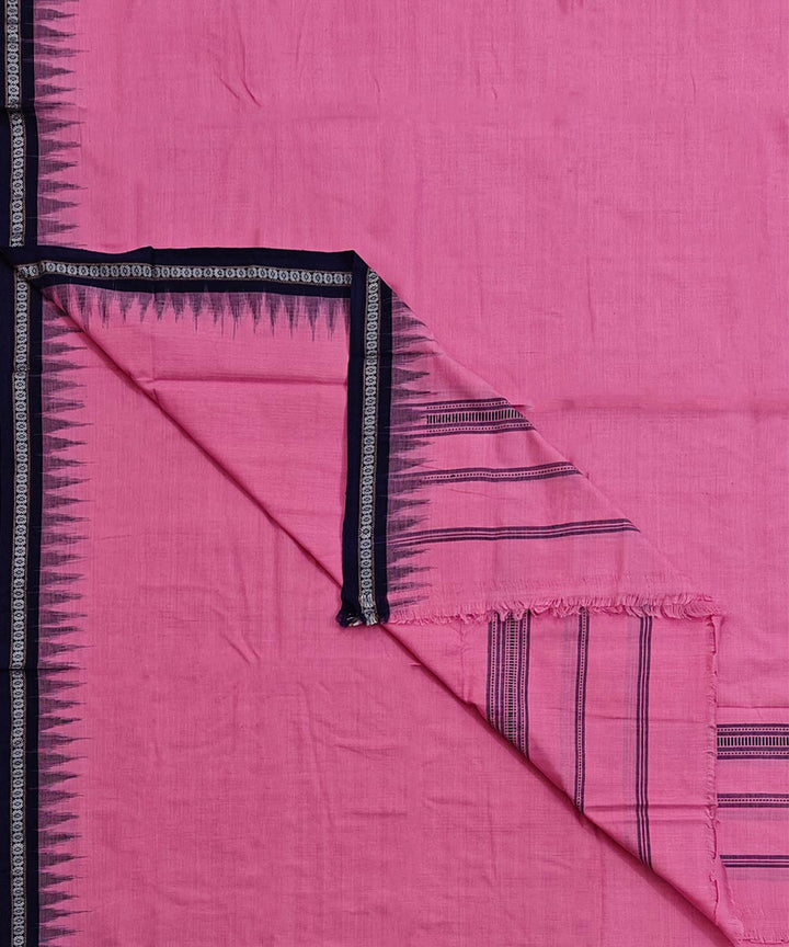 Pink blue border handwoven cotton sambalpuri dhoti