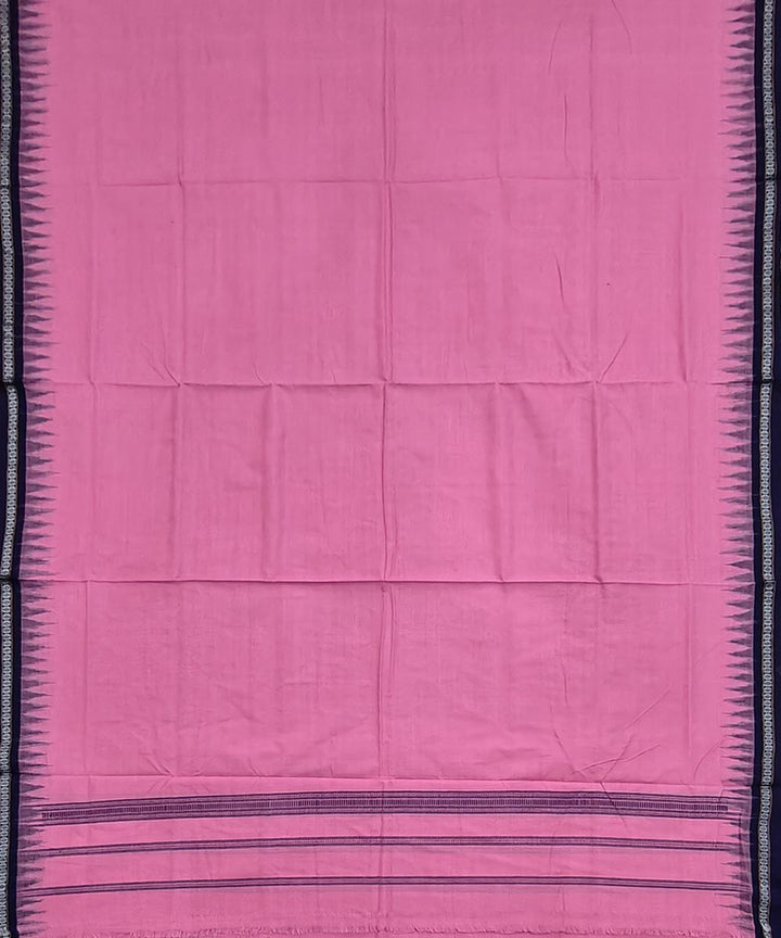 Pink blue border handwoven cotton sambalpuri dhoti