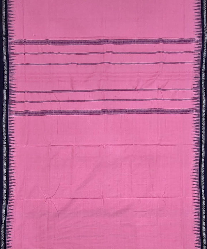 Pink blue border handwoven cotton sambalpuri dhoti