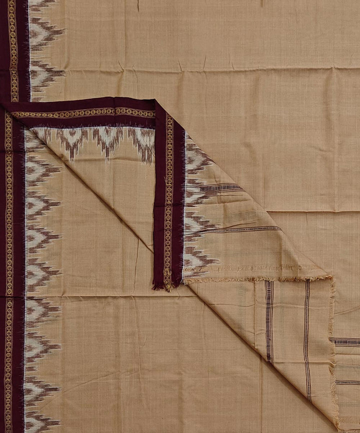 Brown maroon border handwoven cotton sambalpuri dhoti