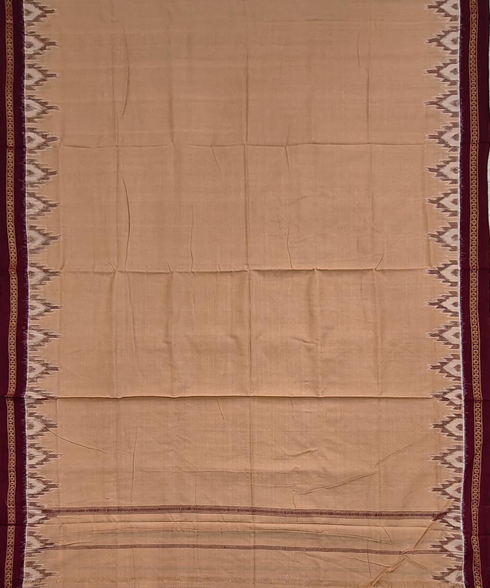 Brown maroon border handwoven cotton sambalpuri dhoti