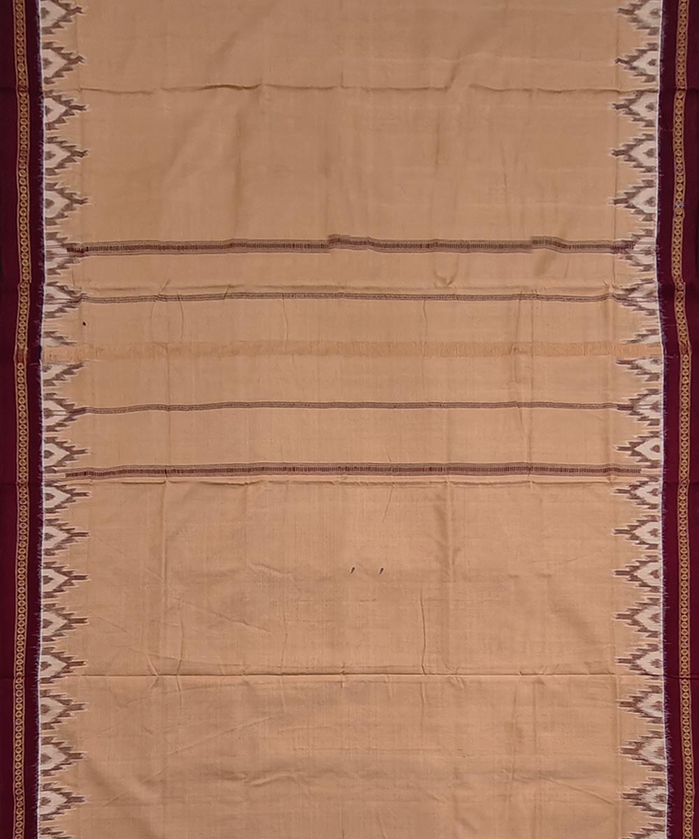 Brown maroon border handwoven cotton sambalpuri dhoti