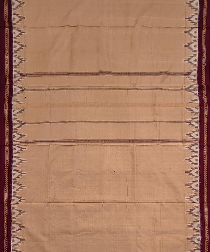 Brown maroon border handwoven cotton sambalpuri dhoti