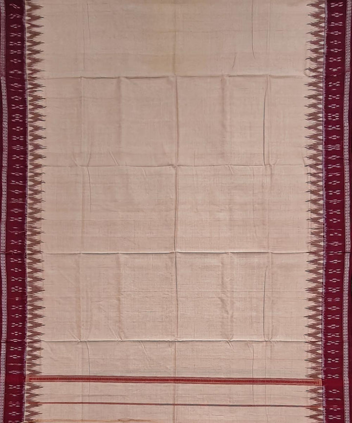 Beige maroon border handloom cotton sambalpuri dhoti