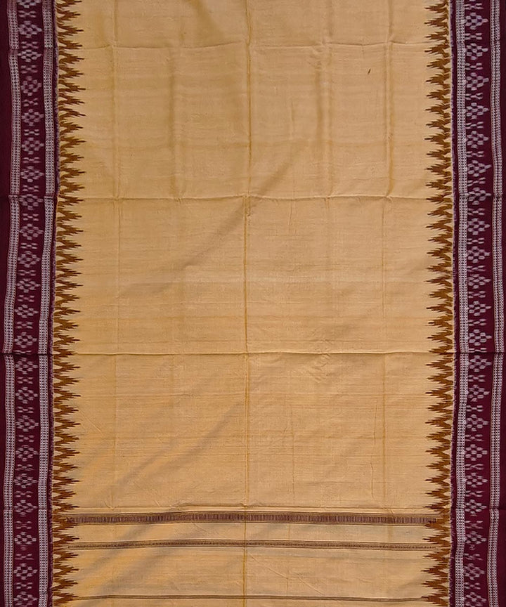 Beige maroon border cotton handloom sambalpuri dhoti