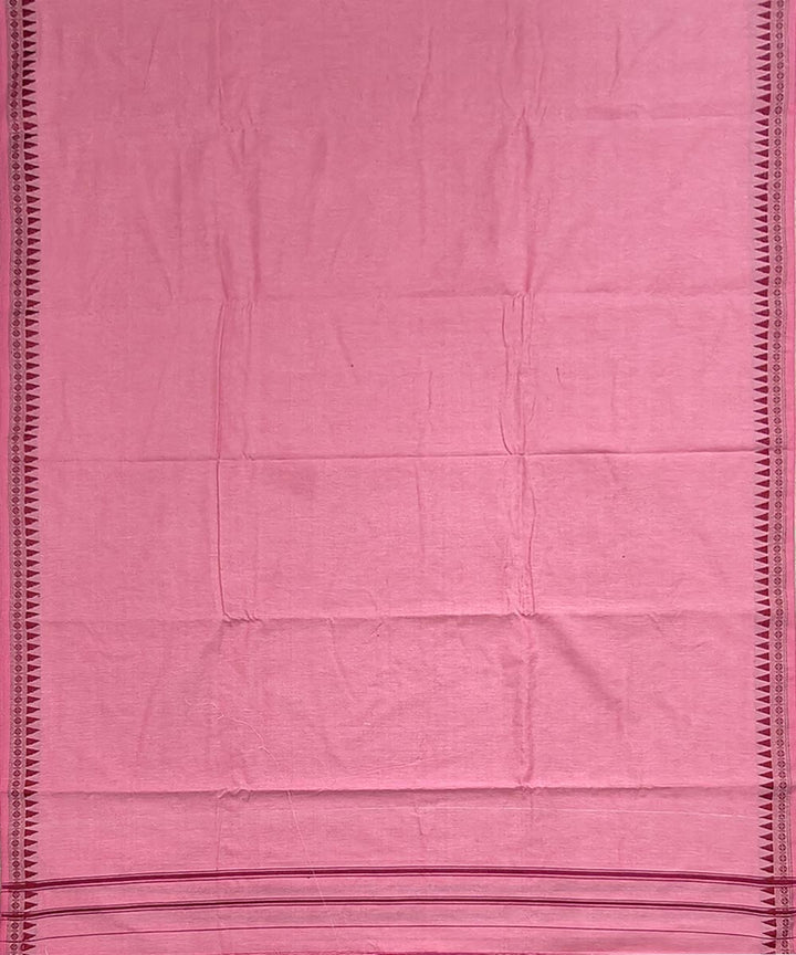 Pink maroon border handwoven cotton sambalpuri dhoti