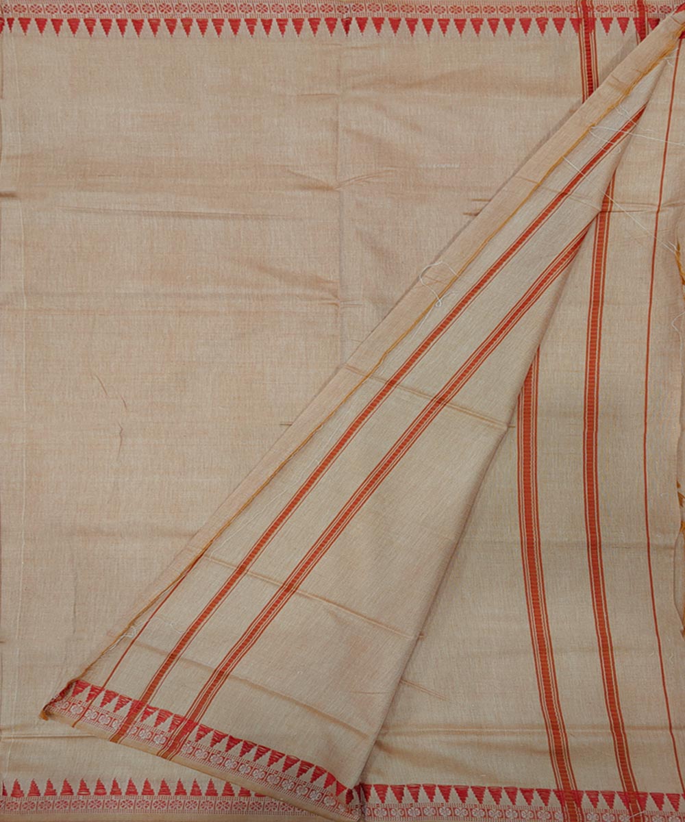 Beige red handwoven cotton sambalpuri dhoti