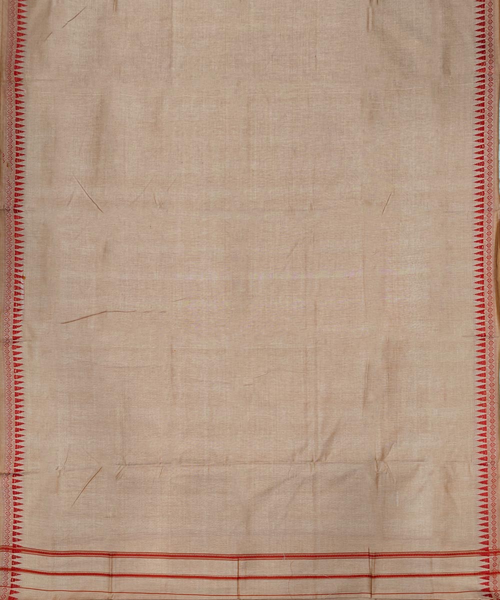 Beige red handwoven cotton sambalpuri dhoti