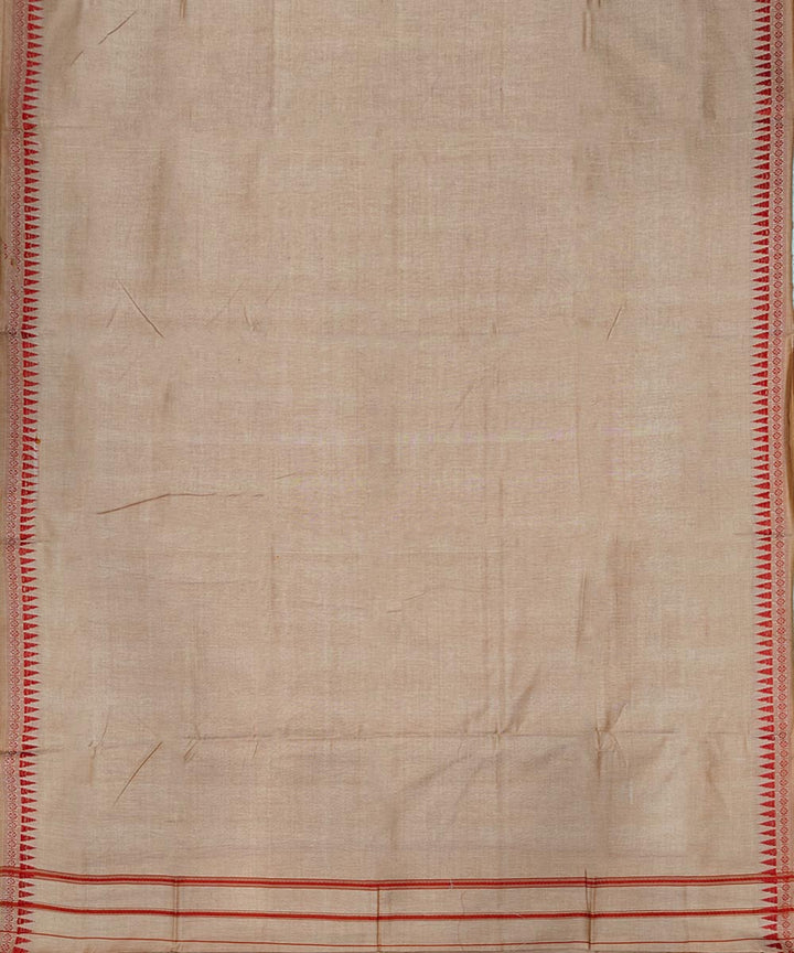 Beige red handwoven cotton sambalpuri dhoti