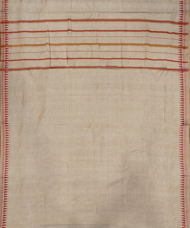 Beige red handwoven cotton sambalpuri dhoti