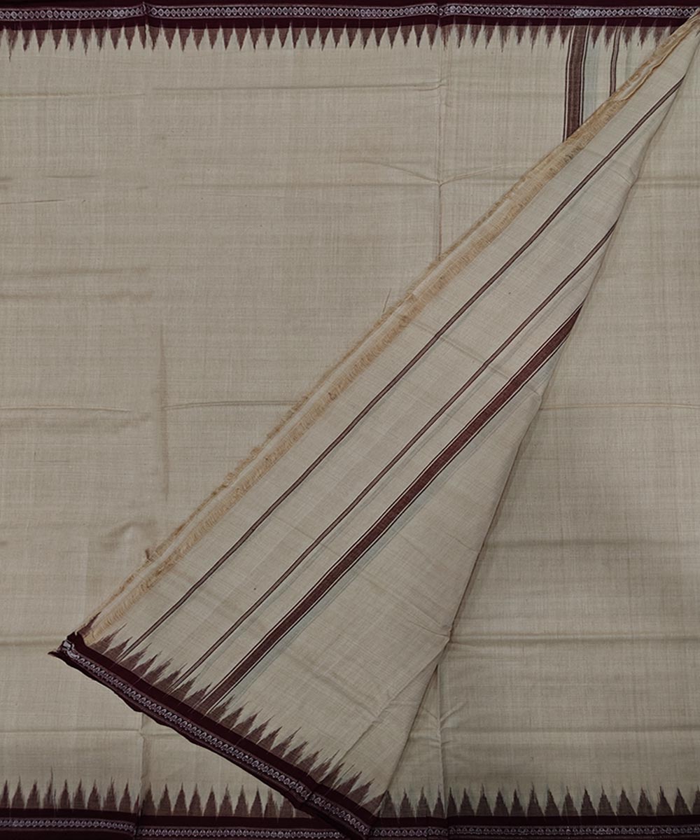 Beige coffee handwoven sambalpuri cotton dhoti