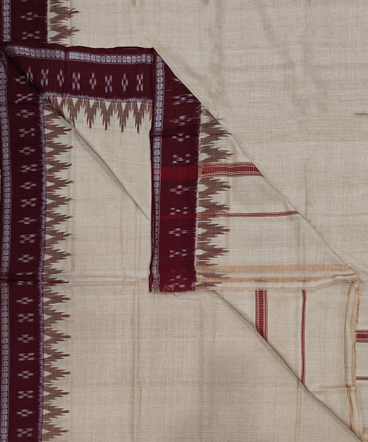 Beige coffee handwoven cotton sambalpuri dhoti