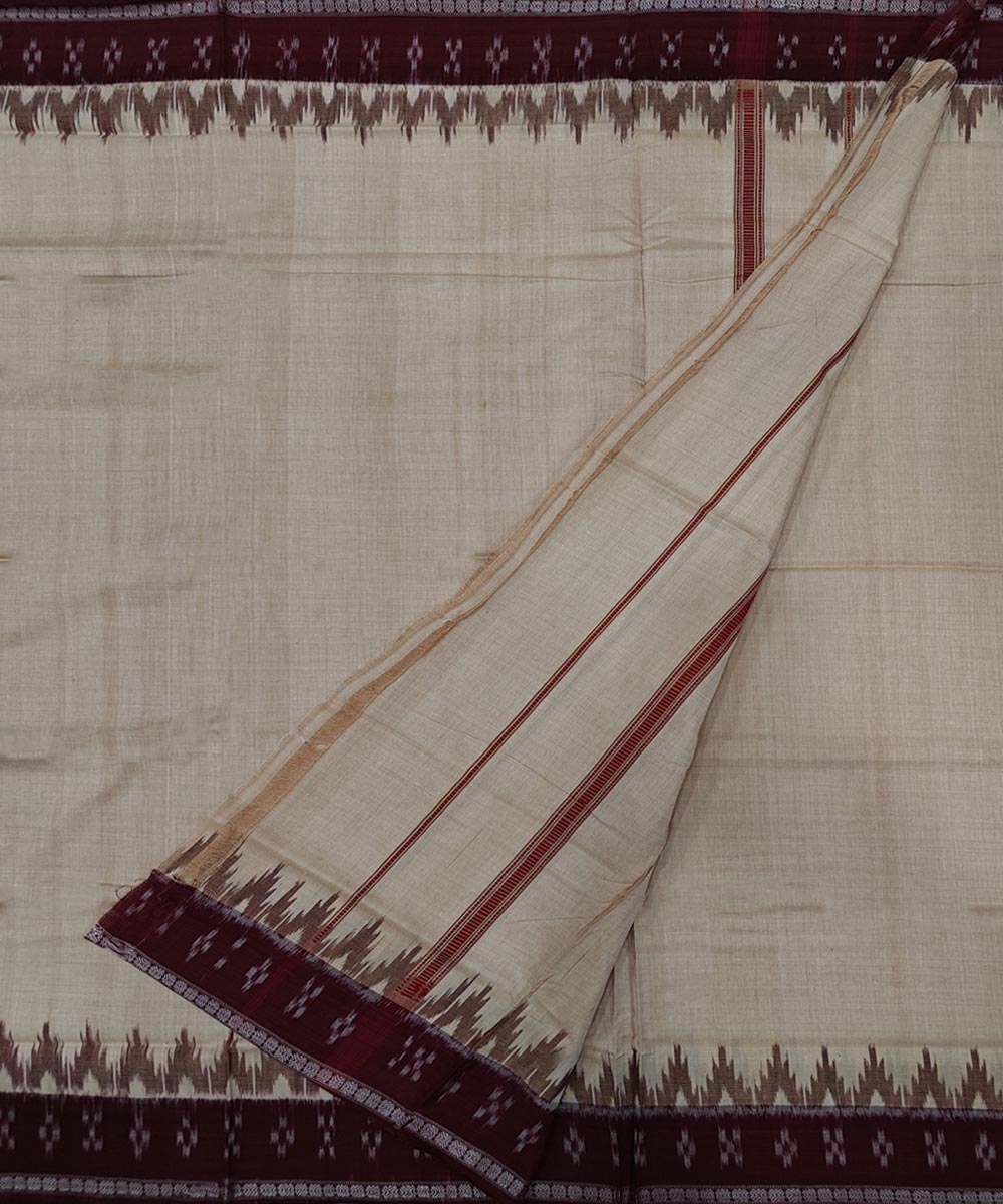 Beige coffee handwoven cotton sambalpuri dhoti