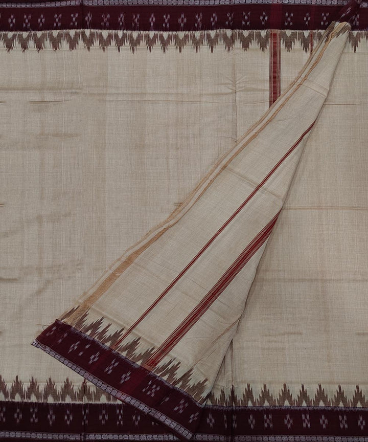 Beige coffee handwoven cotton sambalpuri dhoti