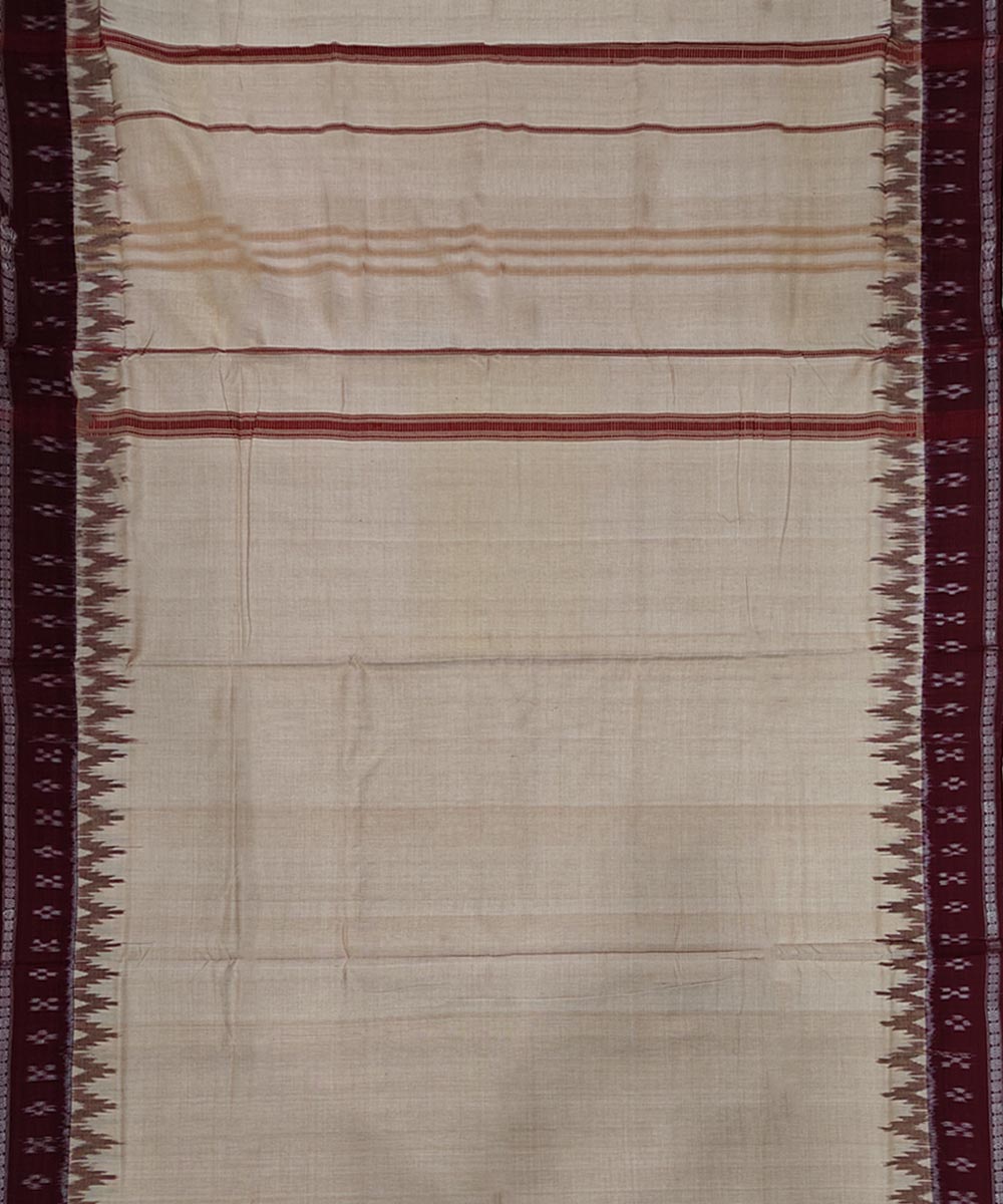 Beige coffee handwoven cotton sambalpuri dhoti