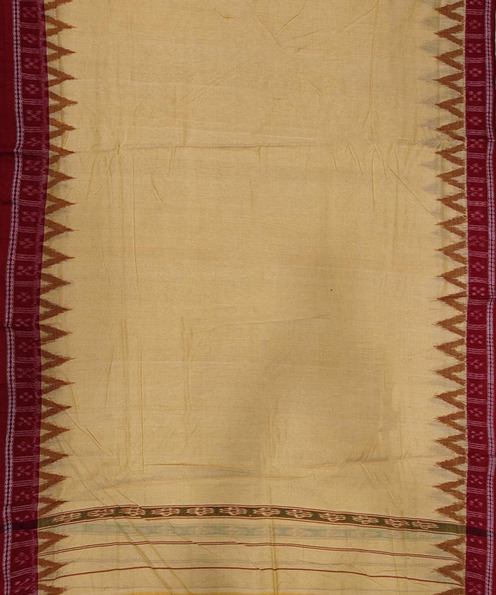 Light yellow maroon handwoven cotton sambalpuri dhoti