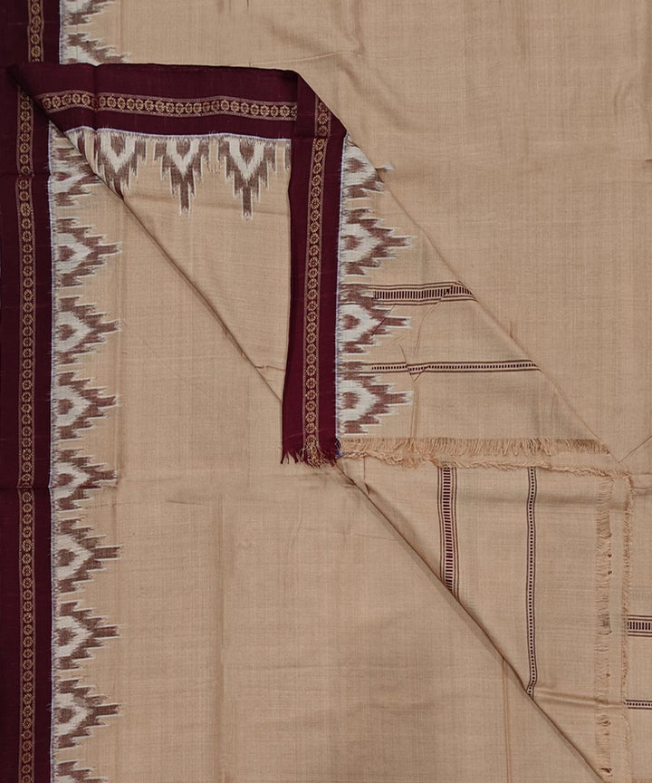 Light brown white kumbha border handwoven cotton sambalpuri dhoti