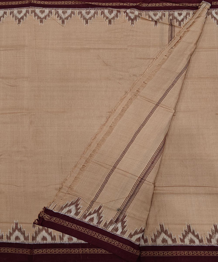 Light brown white kumbha border handwoven cotton sambalpuri dhoti