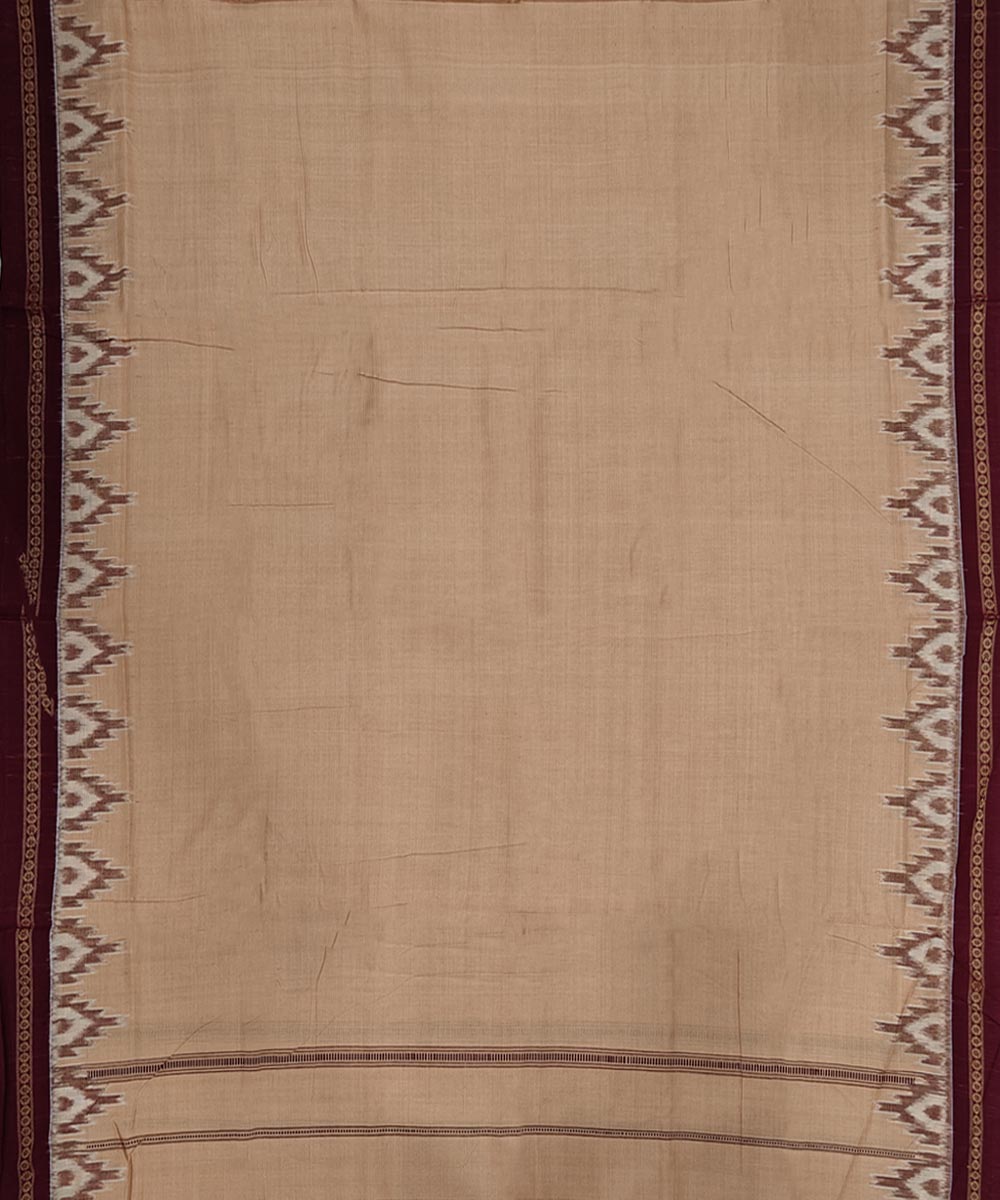 Light brown white kumbha border handwoven cotton sambalpuri dhoti
