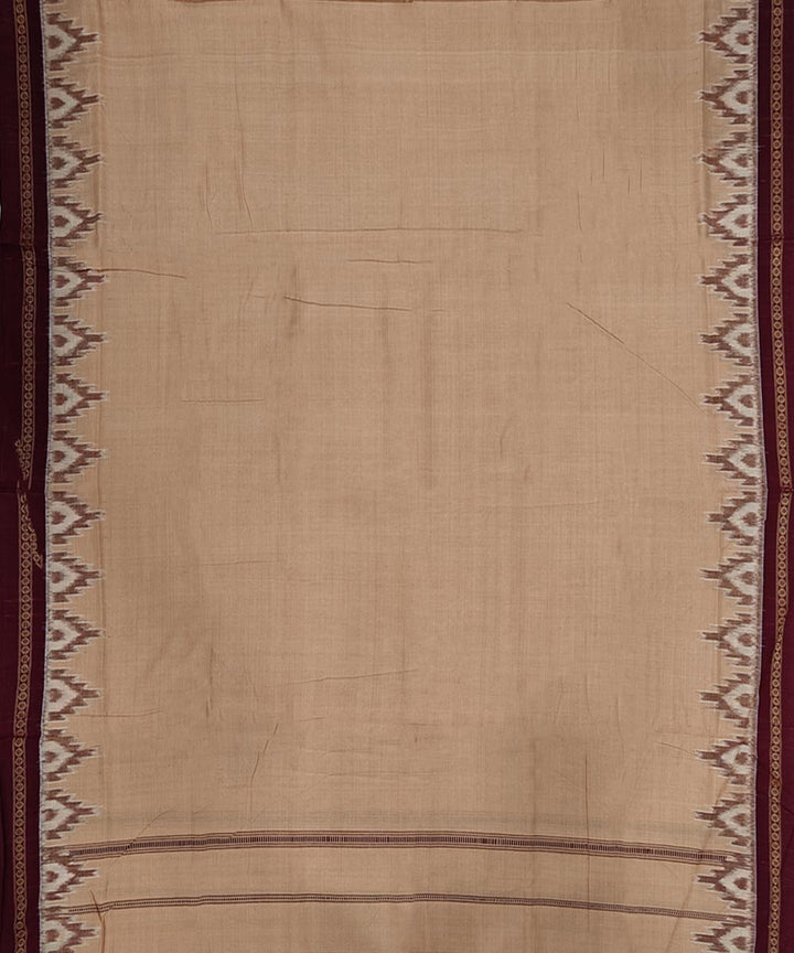 Light brown white kumbha border handwoven cotton sambalpuri dhoti