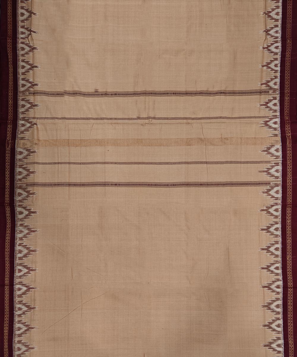 Light brown white kumbha border handwoven cotton sambalpuri dhoti