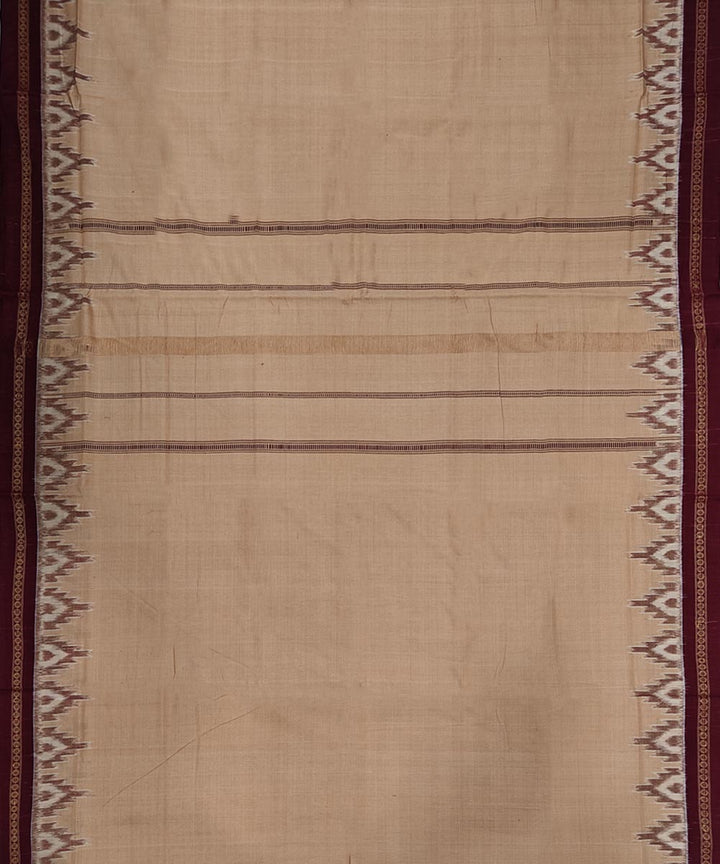 Light brown white kumbha border handwoven cotton sambalpuri dhoti