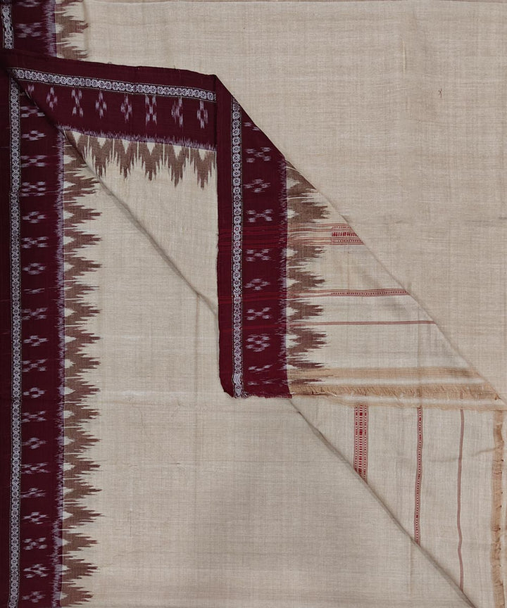 Beige maroon handwoven sambalpuri cotton dhoti