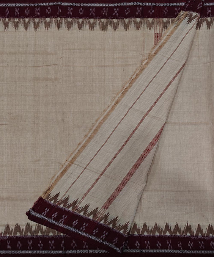 Beige maroon handwoven sambalpuri cotton dhoti