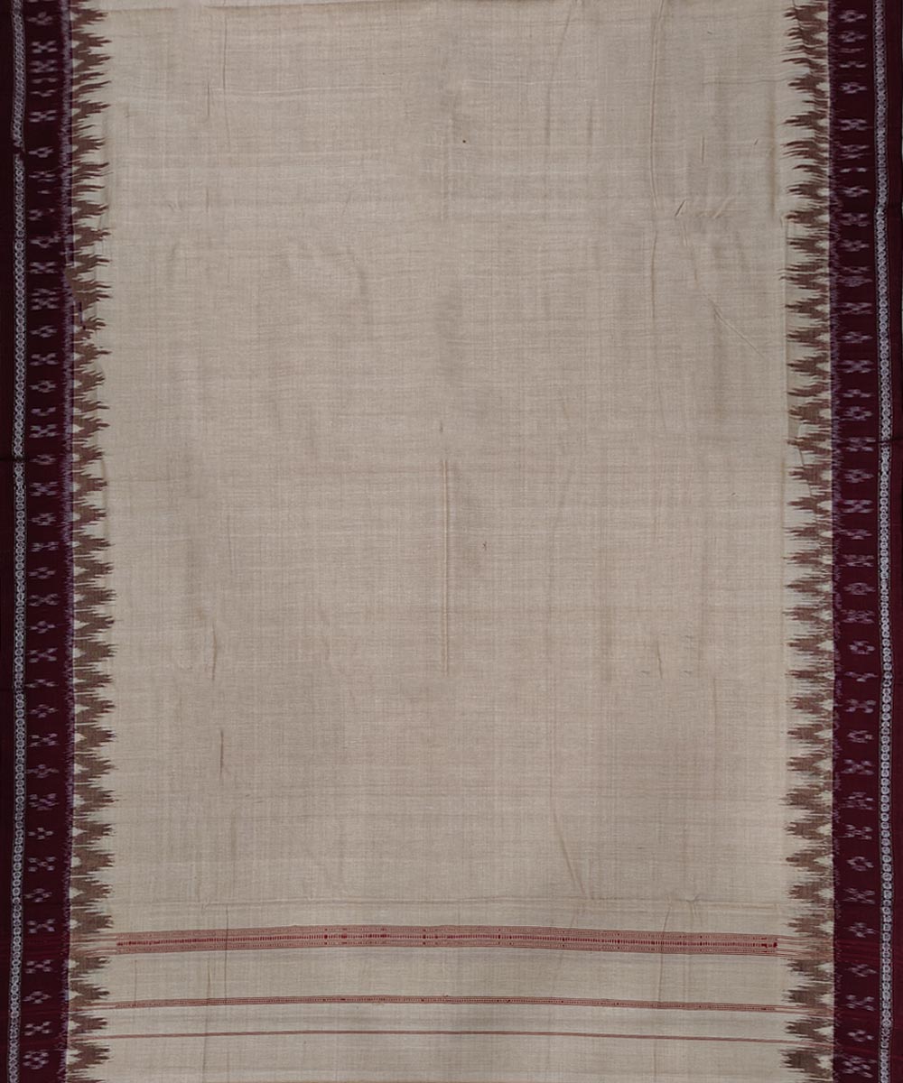 Beige maroon handwoven sambalpuri cotton dhoti