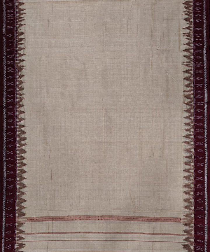 Beige maroon handwoven sambalpuri cotton dhoti