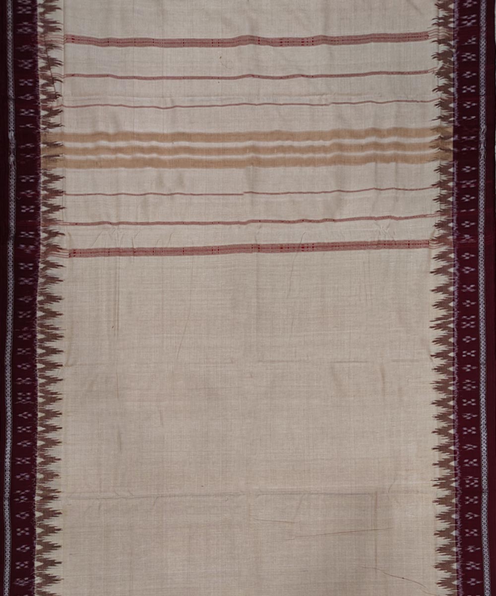 Beige maroon handwoven sambalpuri cotton dhoti
