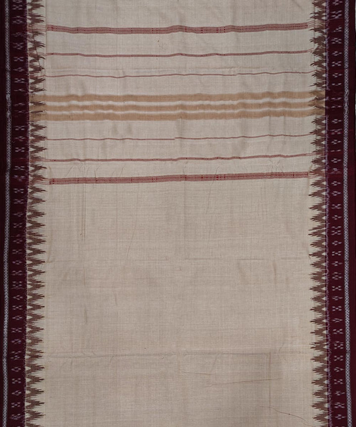 Beige maroon handwoven sambalpuri cotton dhoti