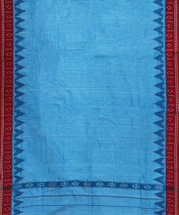 Sky blue red handwoven cotton sambalpuri dhoti