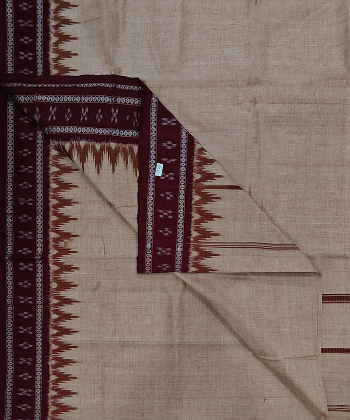 Beige maroon handloom sambalpuri cotton dhoti