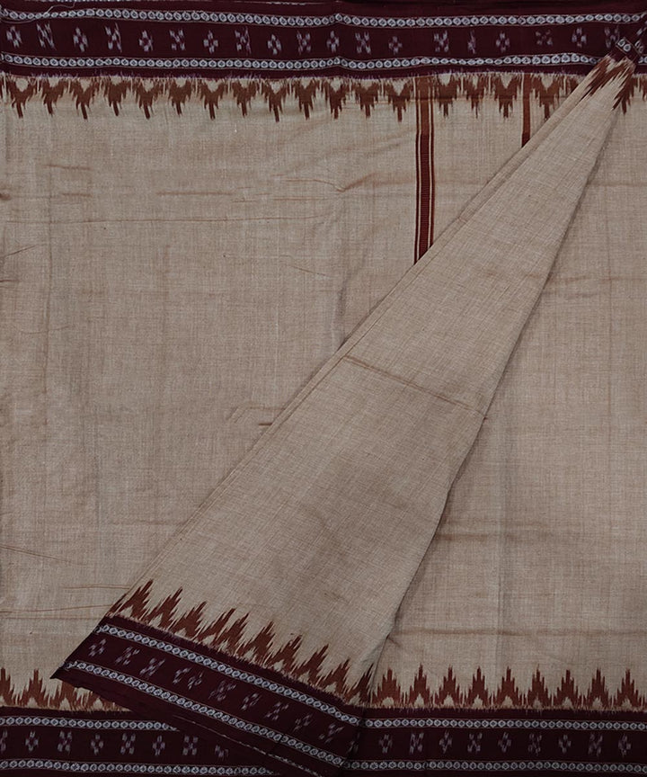 Beige maroon handloom sambalpuri cotton dhoti