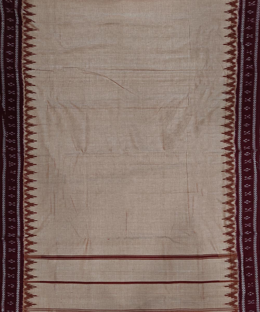 Beige maroon handloom sambalpuri cotton dhoti