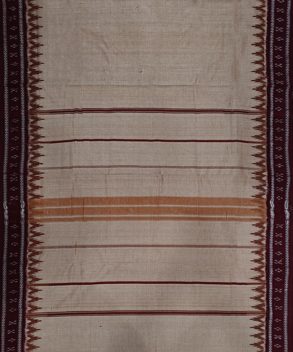 Beige maroon handloom sambalpuri cotton dhoti