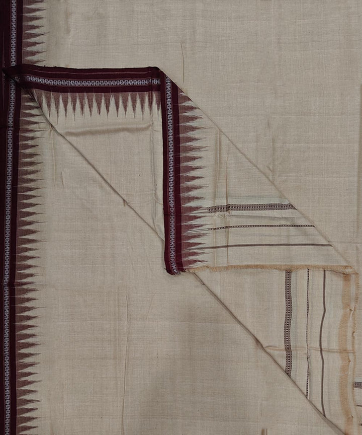 Beige maroon handloom cotton sambalpuri dhoti