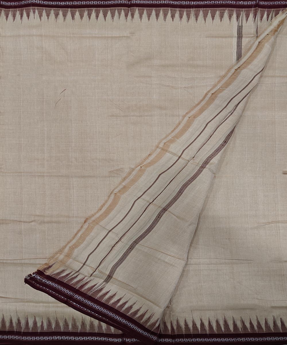 Beige maroon handloom cotton sambalpuri dhoti