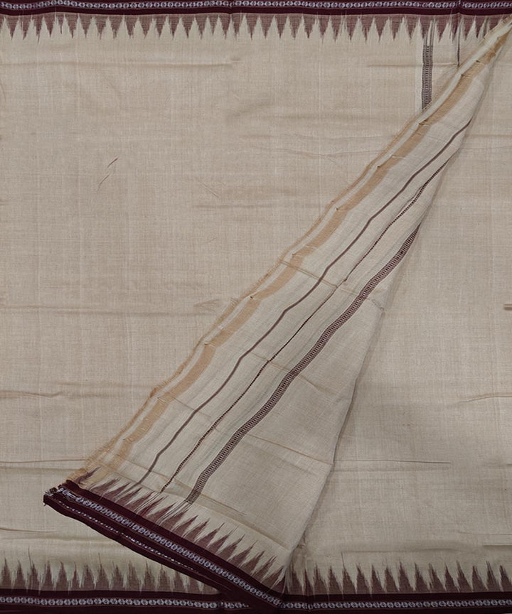 Beige maroon handloom cotton sambalpuri dhoti