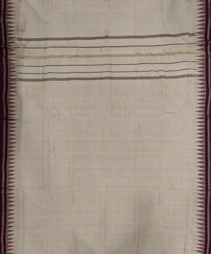 Beige maroon handloom cotton sambalpuri dhoti