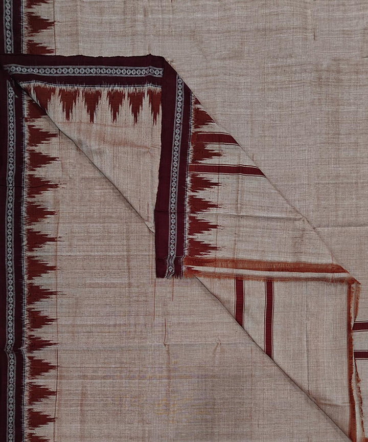 Beige maroon handwoven cotton sambalpuri dhoti