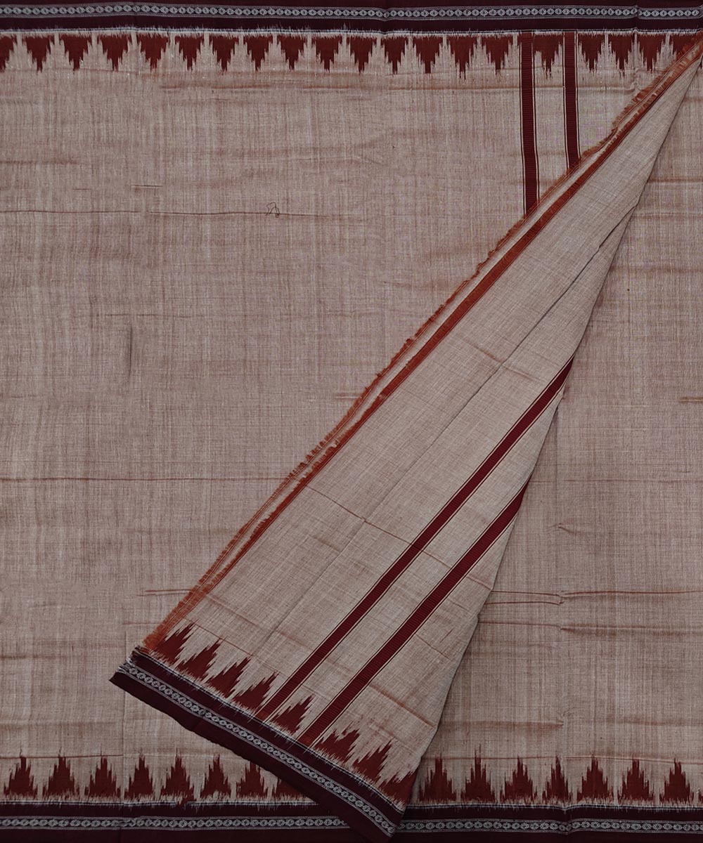 Beige maroon handwoven cotton sambalpuri dhoti