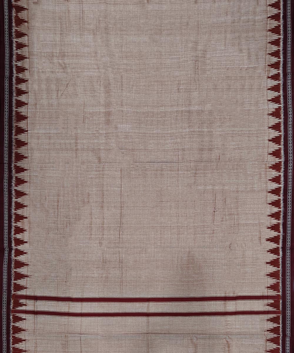 Beige maroon handwoven cotton sambalpuri dhoti