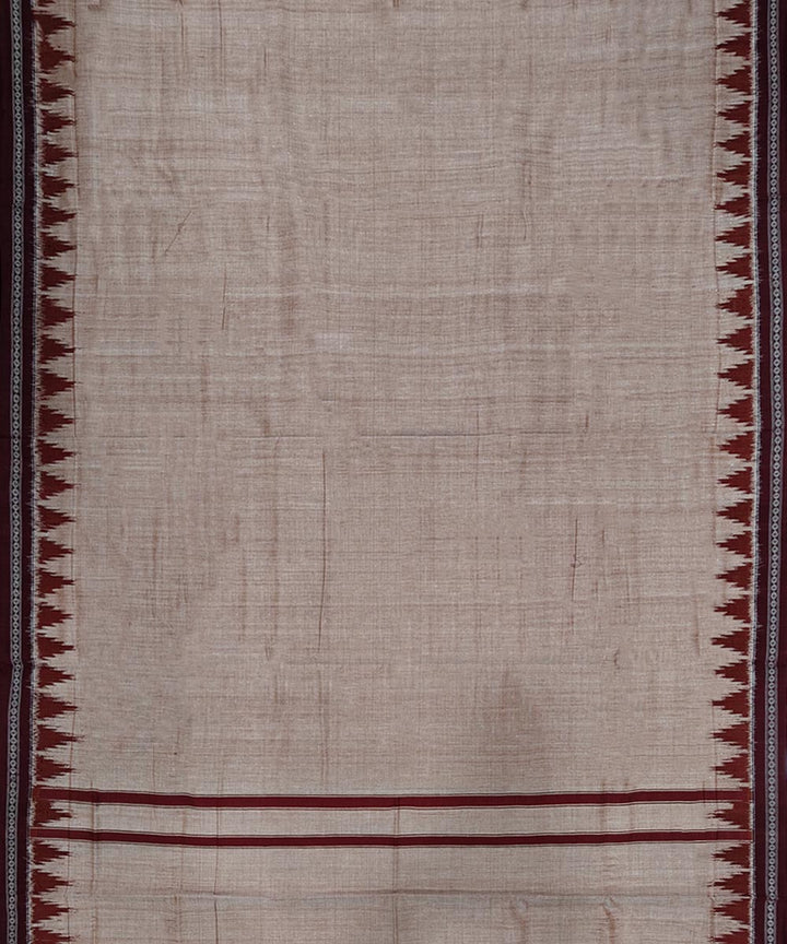 Beige maroon handwoven cotton sambalpuri dhoti